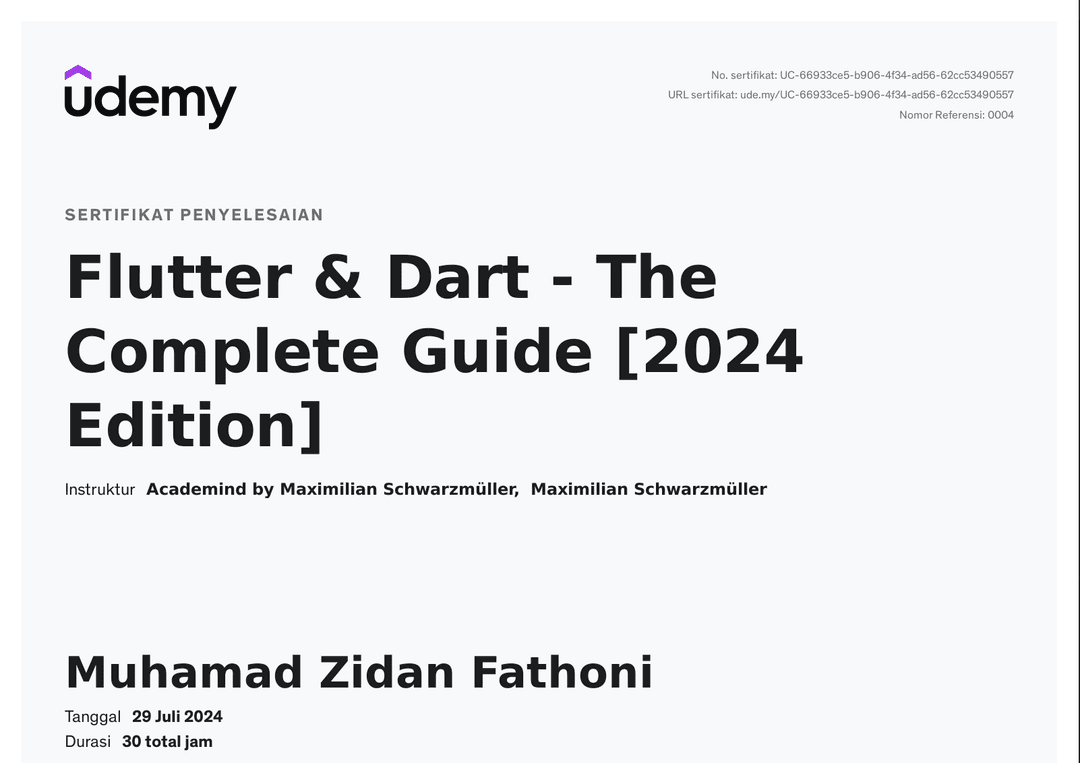 Flutter & Dart - The Complete Guide