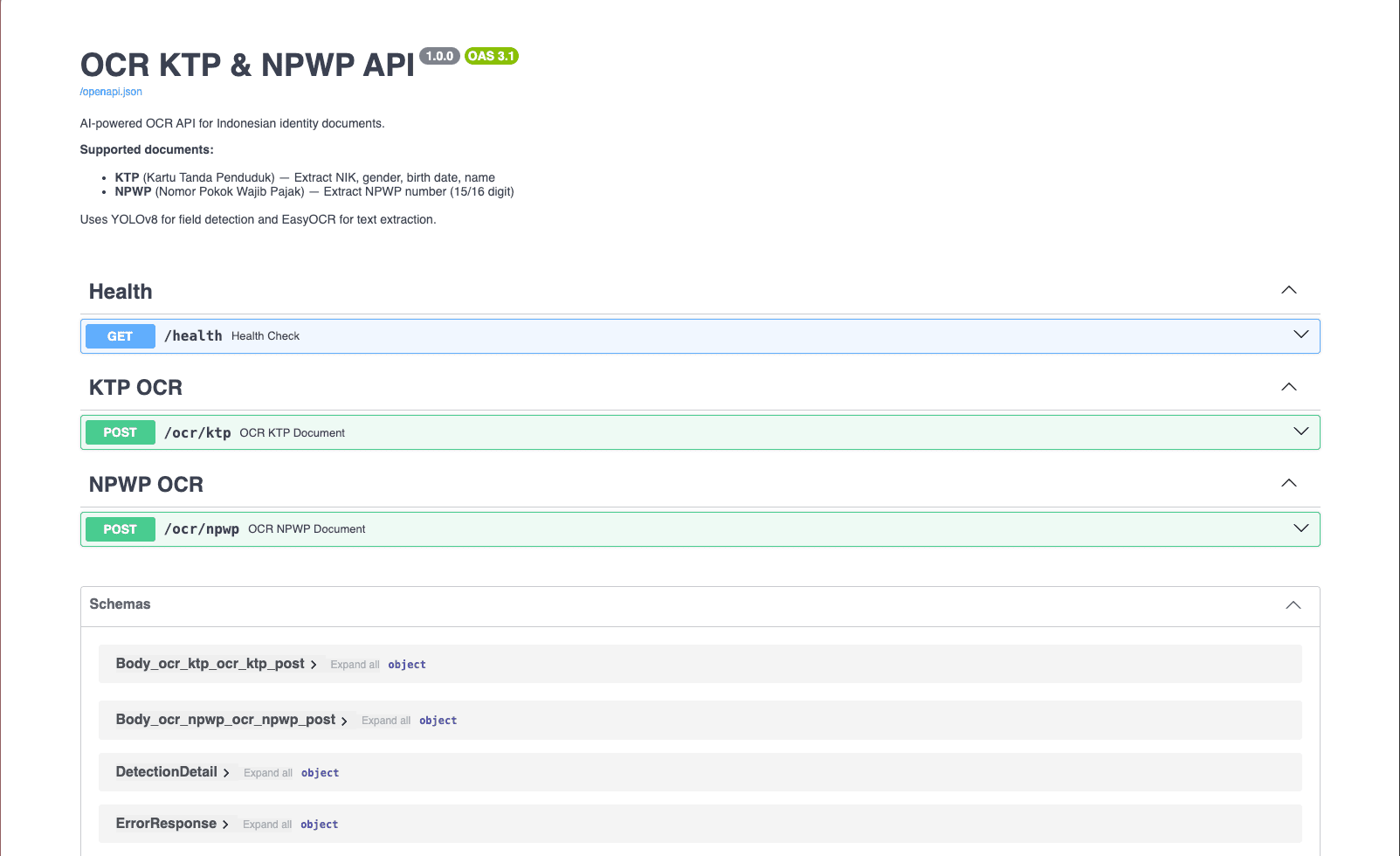 OCR KTP & NPWP API preview 1