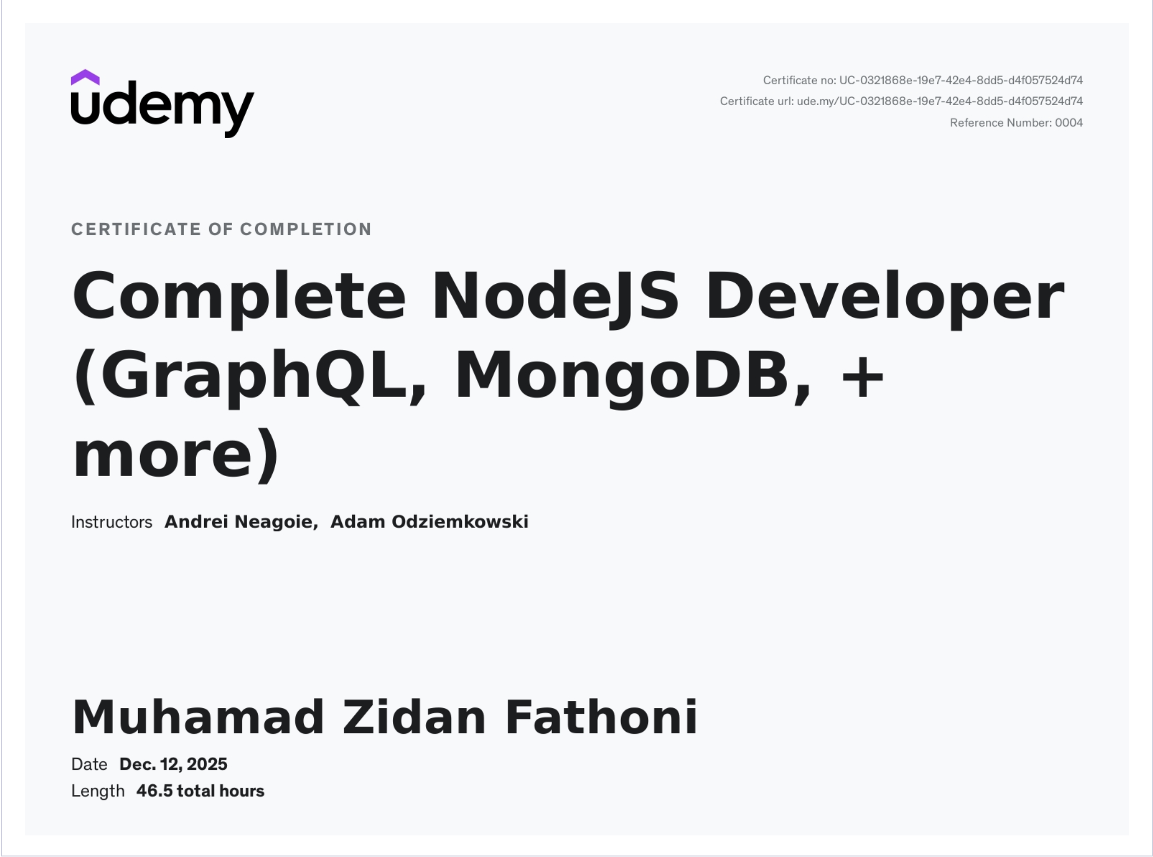 Complete NodeJS Developer (GraphQL, MongoDB, + more)